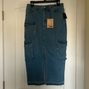 NWT* Womens Love Cult Cargo Midi Jean Skirt